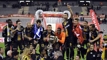 Lokeren celebra la Copa de 2014.