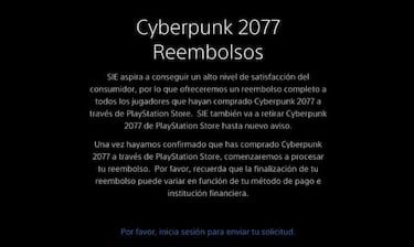 Sony retira Cyberpunk 2077 de la PlayStation Store de PS5/PS4 y ofrece la devolución del juego