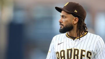 SAN DIEGO, CALIFORNIA - JULY 12: Fernando Tatis Jr. #23 of the San Diego Padres looks on during a game against the Philadelphia Phillies at Petco Park on July 12, 2025 in San Diego, California. Sean M. Haffey/Getty Images/AFP (Photo by Sean M. Haffey / GETTY IMAGES NORTH AMERICA / Getty Images via AFP)