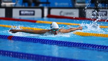 Sierrah Broadbelt de Islas Caiman compite en natacion 400m combinado individual femenino series, durante los Juegos Panamericanos Santiago 2023.