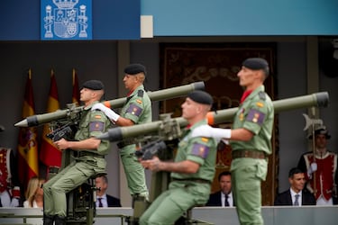 Miembros del ejército durante el desfile del 12 de octubre en el día de la Hispanidad 2025.