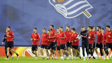 El Vardar entrenando en Anoeta. 