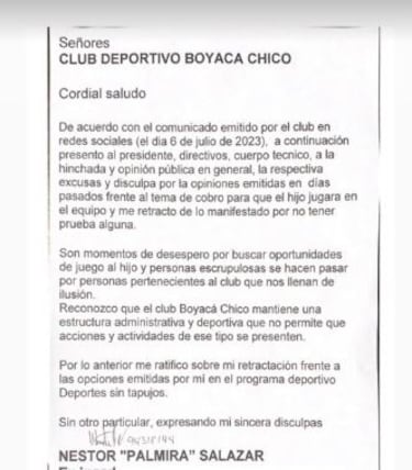 Néstor ‘Palmira’ Salazar se retracta tras acusaciones a Chicó