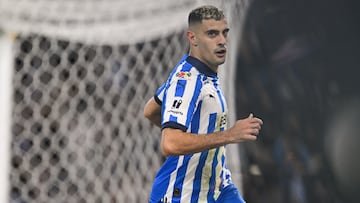 Germán Berterame festeja un gol con los Rayados de Monterrey.