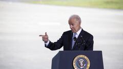 U.S. President Joe Biden speaks about the Bipartisan Infrastructure Law at the Portland Air National Guard Base in Portland, Oregon, U.S., on Thursday, April 21, 2022. Ahead of his remarks, Biden toured the Portland International Airport to highlight investments in infrastructure upgrades such as an earthquake-resilient runway. Photographer: Moriah Ratner/Bloomberg via Getty Images