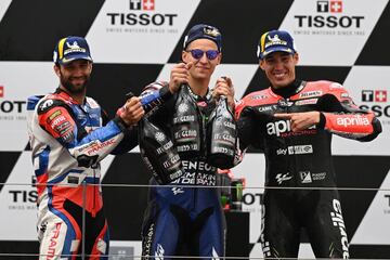 Fabio Quartararo, Johann Zarco y Aleix Espargaró.