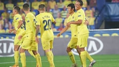 Villarreal players celebrates the goal of Carlos Bacca during the Uefa Europa League Group I mach between Villarreal and Maccabi Tel Aviv at Estadio de la Ceramica on November 5, 2020 in Vila-real, Spain
 AFP7 
 05/11/2020 ONLY FOR USE IN SPAIN
