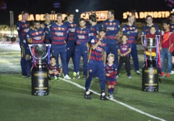 El Barcelona campeón de la Liga BBVA y Copa del Rey. Neymar.