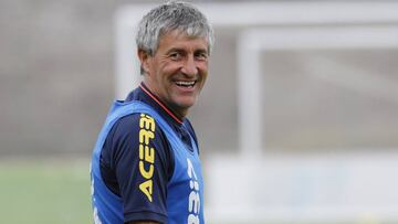 Quique Seti&eacute;n, en un entrenamiento de Las Palmas