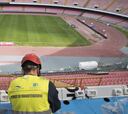 Así se pone a punto el estadio del Nápoles para recibir al Real Madrid