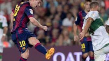 El delantero del Barcelona hizo un doblete ante el Elche en el primer partido de Liga en el Camp Nou.