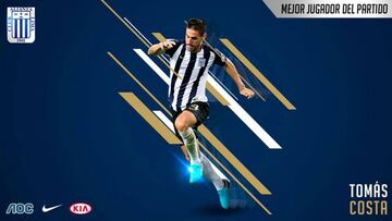 Tomás Costa, nombrado mejor jugador del partido de Alianza