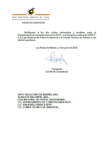 El Rayo-Albacete abrirá el inicio del fútbol en la Liga