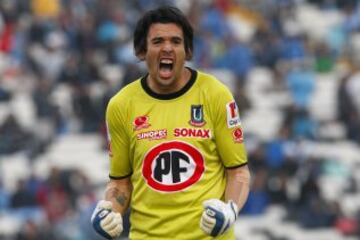 El arquero paraguayo de Union La Calera, Arnaldo Gimenez, anotó dos goles de penal en 2013.