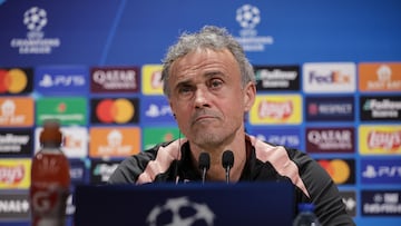 POISSY (France), 18/02/2025.- Paris Saint Germain's head coach Luis Enrique attends a press conference following the training session of the team in Poissy, near Paris, France, 18 February 2025. PSG will face Brest on 19 February in their UEFA Champions League knockout phase play-offs 2nd leg match. (Liga de Campeones, Francia) EFE/EPA/CHRISTOPHE PETIT TESSON