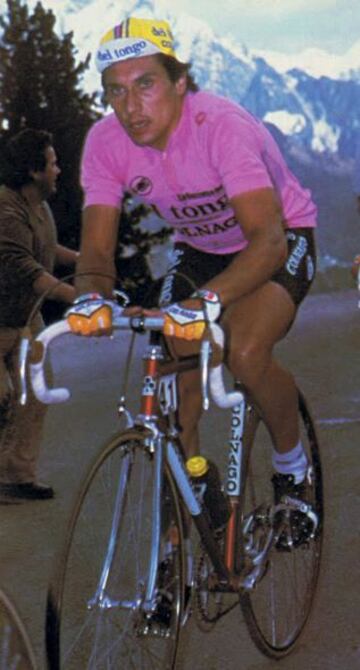 GIUSEPPE SARONNI. Sus duelos con Moser le llevaron a ganar dos veces el Giro (1979 y 1983), un total de 24 etapas y vestir la maglia rosa 51 días.