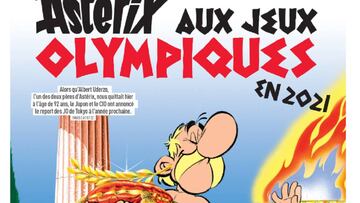 Portada de L&#039;&Eacute;quipe del 25 de marzo de 2019, con Ast&eacute;rix y Ob&eacute;lix y la decisi&oacute;n de aplazar los Juegos Ol&iacute;mpicos de Tokio a 2021 como protagonistas.