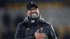 Soccer Football - Premier League - Wolverhampton Wanderers v Liverpool - Molineux Stadium, Wolverhampton, Britain - December 21, 2018  Liverpool manager Juergen Klopp celebrates at the end of the match   Action Images via Reuters/Carl Recine  EDITORIAL US