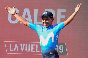 Nairo Quintana celebra la victoria de etapa. 