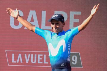 Nairo Quintana celebra la victoria de etapa. 