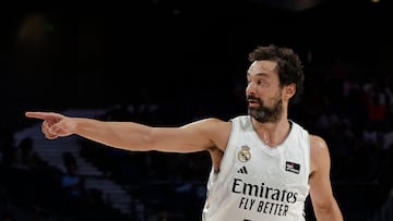 MADRID, 05/10/2025.- El escolta del Real Madrid Sergio Llull durante el partido de la Liga Endesa de baloncesto disputado en el pabellón Movistar Arena, este domingo en Madrid. EFE/ Sergio Pérez
