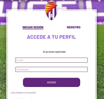 Entrada en el Portal del Abonado para participar en la consulta sobre el escudo del Real Valladolid.