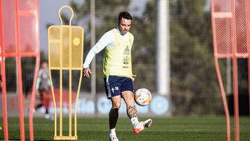 Iago Aspas, durante un entrenamiento del Celta en la ciudad deportiva del club celeste. 