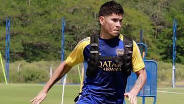 Jorman Campuzano en un entrenamiento de Boca Juniors