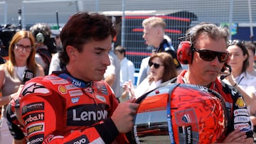 Marc Márquez sobre la Ducati en la parrilla de salida del GP de España de MotoGP en Jerez.