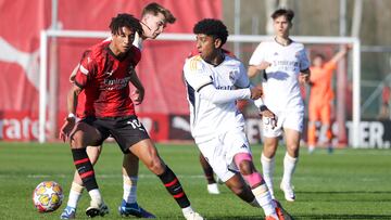 Kevin Zeroli y Cristian Perea, en el Milan-Real Madrid de cuartos de la Youth League.