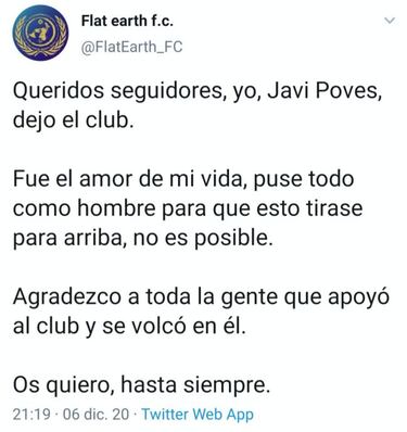 Dimite el presidente del primer club de f¨²tbol terraplanista