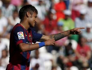 Neymar celebra el 0-7.