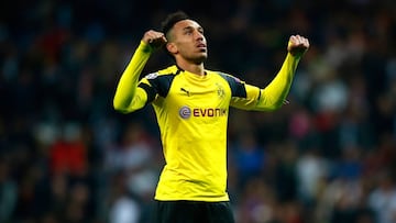 Aubameyang celebra la victoria del Dortmund contra el Real Madrid