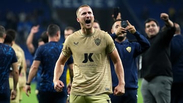 BARCELONA, SPAIN - JUNE 04: Rodrigo Ely of UD Almeria celebrates following the LaLiga Santander match between RCD Espanyol and UD Almeria at RCDE Stadium on June 04, 2023 in Barcelona, Spain. (Photo by Alex Caparros/Getty Images)