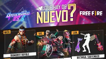 Free Fire: agenda semanal del 11 al 24 de agosto con diamante royale y caja medalla