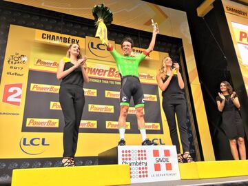 Rigoberto Urán renació en 2017 y logró el subcampeonato del Tour de Francia. Aquí celebra la etapa 9, considerada por muchos como la etapa reina de esa edición.