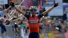 Vincenzo Nibali celebra su victoria en el Giro de Lombard&iacute;a 2017.