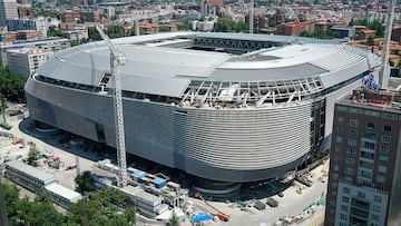 Estado de las obras del nuevo Bernabéu, vistas desde la esquina de AZCA.