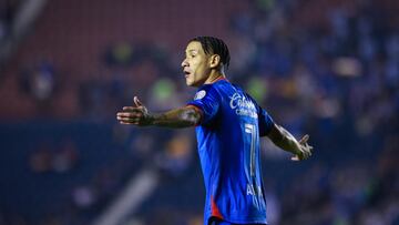Uriel Antuna of Cruz Azul during the 14th round match between Cruz Azul and Monterrey part of the Torneo Clausura 2024 Liga BBVA MX at Ciudad de los Deportes Stadium on April 06, 2024 in Mexico City, Mexico.