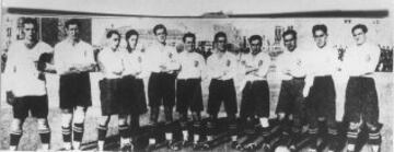 Equipación de la Selección Española durante 1921/1922. Fotografía del partido España 3 - Portugal 1.