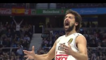 Sergio Llull, tras anotar el triple.