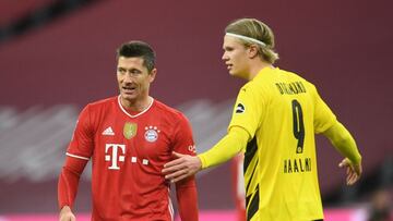 Robert Lewandowski and Erling Haaland during a Bundesliga Klassiker game.