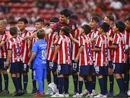 Diego Campillo of Guadalajara during the 13th round match between Guadalajara and Pumas UNAM as part of the Liga BBVA MX Varonil, Torneo Clausura 2026 at Akron Stadium, on April 05, 2026 in Guadalajara, Jalisco, Mexico.