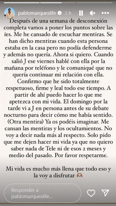 Pablo Marqués anuncia su ruptura con Jessica Bueno: “Me he cansado de escuchar mentiras”