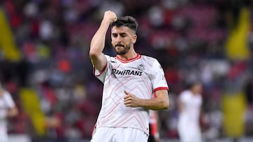 Joao Dias celebrates his goal 1-0 of Toluca during the 15th round match between Atlas and Toluca as part of the Liga BBVA MX, Torneo Clausura 2025 at Jalisco Stadium, on April 12, 2025 in Guadalajara, Jalisco, Mexico.