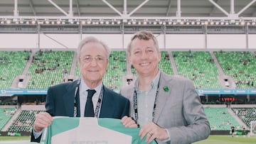 El presidente del Real Madrid estuvo presente en el Q2 Stadium como invitado de honor durante el partido que Austin FC sostuvo ante LA Galaxy.