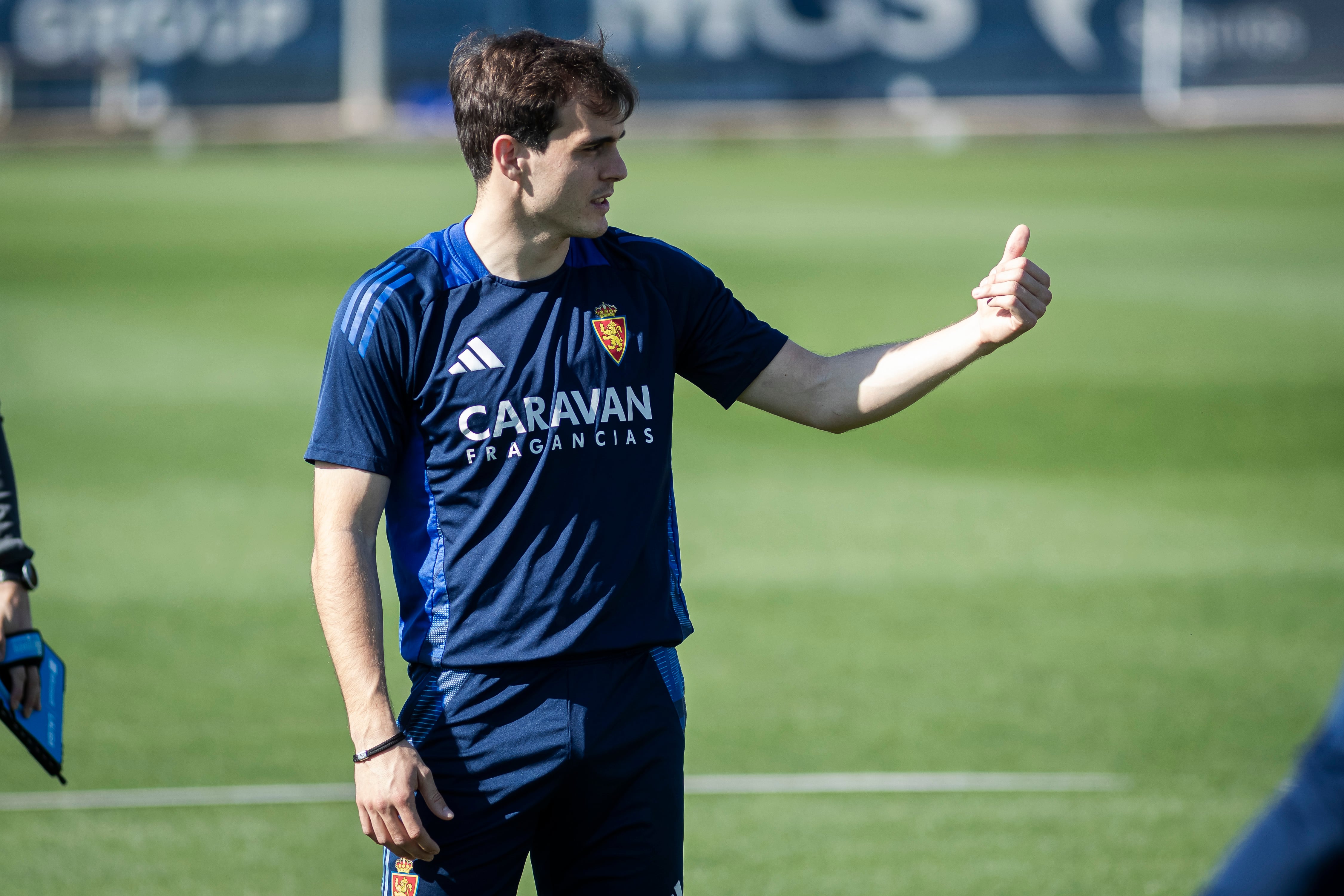 Francho Serrano, durante un entrenamiento con el Real Zaragoza.