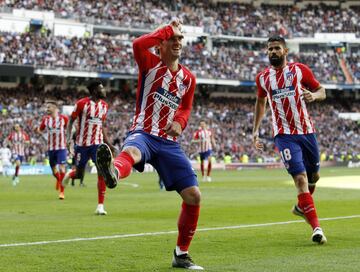 Griezmann celebrates after scoring.