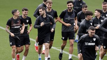 Entrenamiento del Malaga del pasado jueves.