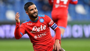 Insigne durante un partido con el Nápoles.